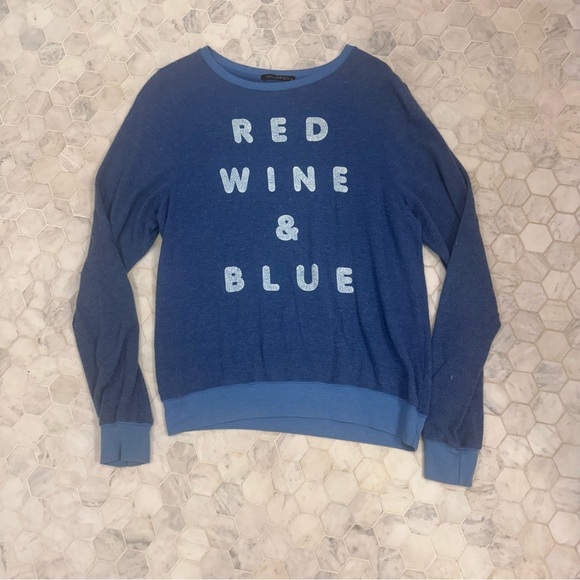 Wildfox Red Wine and Blue Sweatshirt - Picture 2 of 5